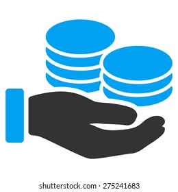 Salary icon. This isolated flat symbol uses modern corporation light blue and gray colors.