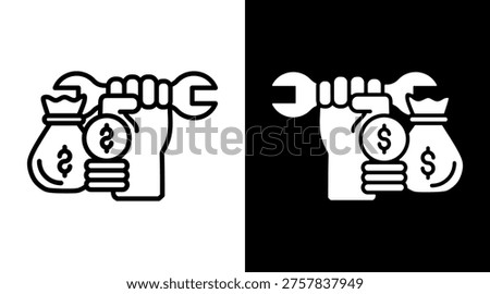 Salary Icon. Two-Tone Version On Black And White Background