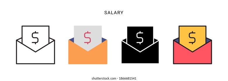 vector de icono salarial con cuatro estilos diferentes. aislado de fondo blanco.