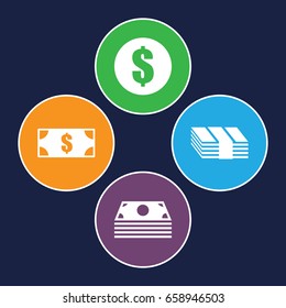 Salary icons set. set of 4 salary filled icons such as
