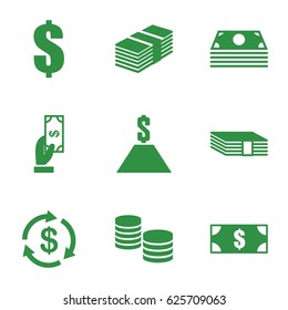 Salary icons set. set of 9 salary filled icons such as Money, Payment, dollar