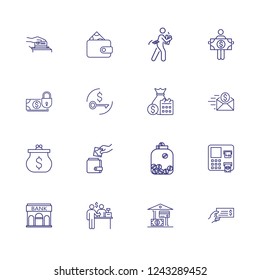Salary icons. Set of line icons. Saving, purse, buying. Money concept. Vector illustration can be used for topics like finance, banking, business