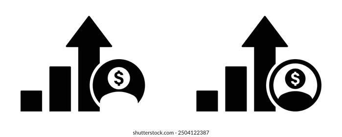 Salary increase flat vector icon designs set