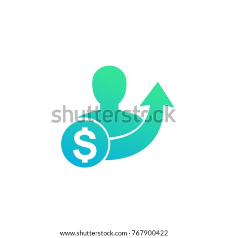 salary increase icon isolated on white