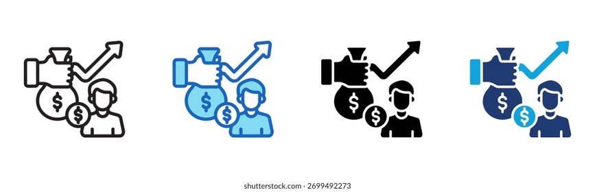 Salary Increase Icon Multi Style Vector Illustration