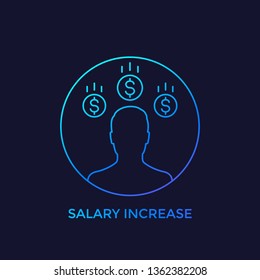 salary increase, linear icon