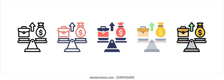 Salary Increase Multi Style Icon Set
