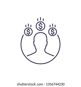 salary increase vector line icon