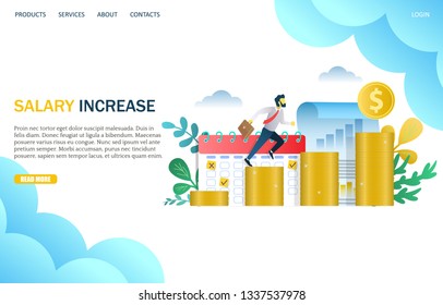 Salary increase vector website template, web page and landing page design for website and mobile site development. Pay raise concept.