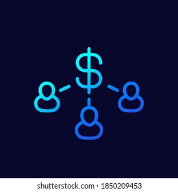 salary line icon with people and money