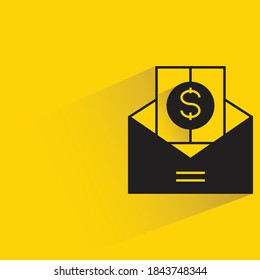 salary mail drop shadow on yellow background