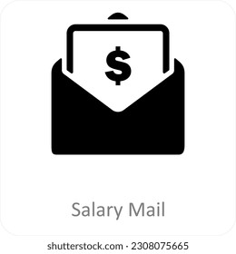 Salary Mail and increment icon concept
