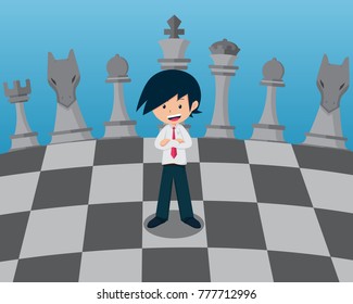 Salary Man 01 On Chess Broad.