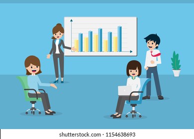 Salary Man 01 are Presenting in front of Colleagues in the Office.