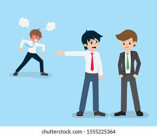 Salary Man Blaming others with the Boss.
If you make a mistake Dare to be responsible