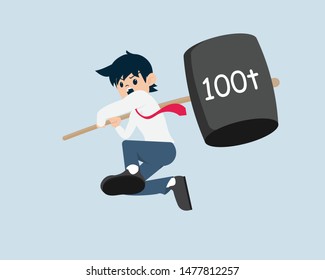 Salary Man is Jumping to Smash Something with a Giant Hammer. Destroy all obstacles, problem, issue
Everything.