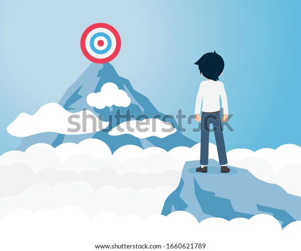 Salary Man Looking Target On High Stock Vector Royalty Free 1660621789