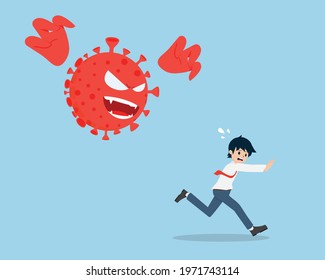 Salary Man is Running away from the Corona Virus Covid 19.
issue barrier debt problem everything to make a fear