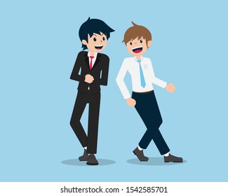 Salary Man are Wearing Suits and Colleagues are Excited and Happy about the Work.