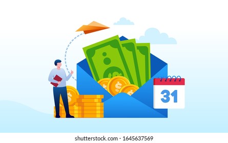 Salary money illustration flat vector template 