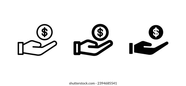 salary money, invest finance, hand holding dollar, icon for web, ui, and mobile apps