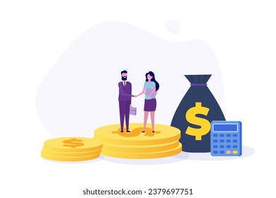 Salary negotiation, pay raise discussion concept. Vector illustrations for banner, website, landing page, flyer.