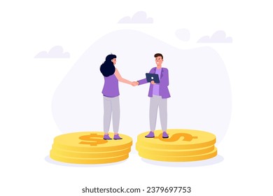 Salary negotiation, pay raise discussion concept. Vector illustrations for banner, website, landing page, flyer.