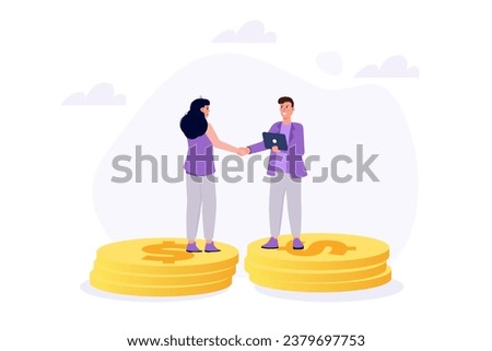 Salary negotiation, pay raise discussion concept. Vector illustrations for banner, website, landing page, flyer.
