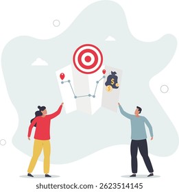 Estratégias de negociação salarial e planejamento de aumento de salário.Mapa do caminho com plano para conversar com o chefe da empresa para obter mais dinheiro e ganhos financeiros.