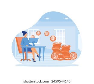 Salary Payment concept. idea for landing page template, Payroll money, financial wage calculation, job checkout analysis, annual tax, budget planning process. flat vector modern illustration 