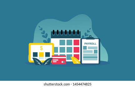 Salary payment flat design banner illustration logo