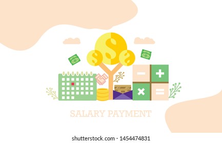 Salary payment flat design banner illustration logo