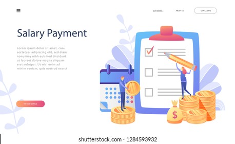 Salary payment, happy people get his salary, money, payroll  vector illustration concept for landing page, template, ui,web, social media, mobile app, poster, banner. List of Salaries for Careers