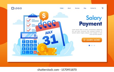Salary payment landing page website illustration vector flat design 