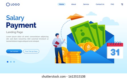Salary payment landing page website illustration flat vector template 
