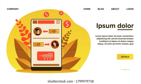 Salary payment online app. Application interface, money, employee, freelancers flat vector illustration. Finance, transaction concept for banner, website design or landing web page
