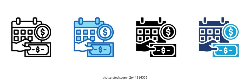 Salary Payout icon Multi Style Vector Illustration