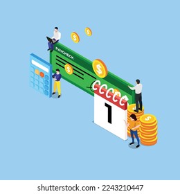 Salary and payroll isometric 3d vector illustration concept for banner, website, illustration, landing page, flyer, etc.