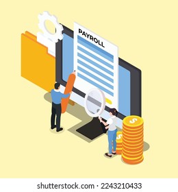 Salary payroll system isometric 3d vector illustration concept for banner, website, illustration, landing page, flyer, etc.