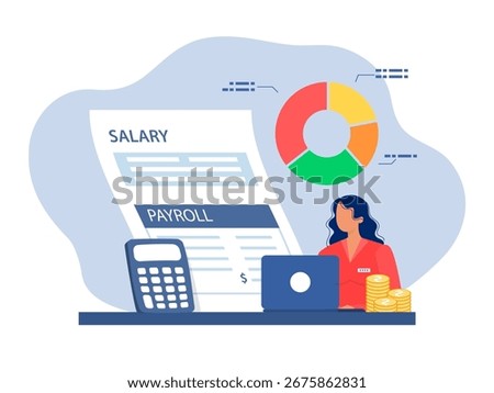 Salary payroll system, Payroll online payment concept, invoice sheet, office accounting administrative ,employee wages concept, vector illustrator