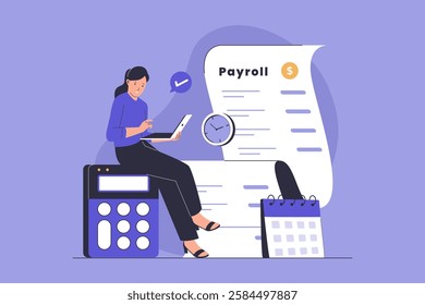 Salary payroll system vector illustration. Illustrations for websites, landing pages, mobile apps, posters and banners. Trendy flat vector illustrations