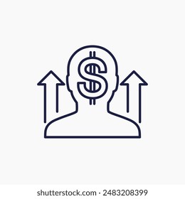 salary raise line icon, increasing earnings