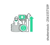 Salary Raise Line Icon. linear style sign for mobile concept and web design. Outline vector icon.