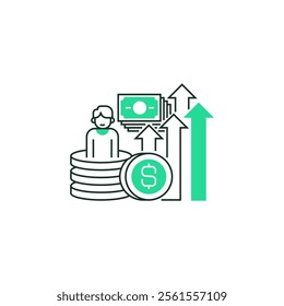 Salary Raise Line Icon. linear style sign for mobile concept and web design. Outline vector icon.