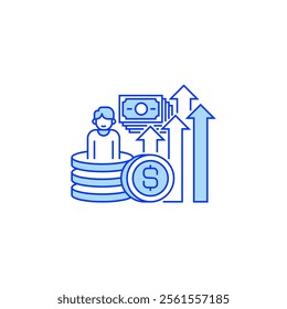 Salary Raise Line Icon. linear style sign for mobile concept and web design. Outline vector icon.
