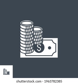 Salary related vector glyph icon. Isolated on black background. Vector illustration.