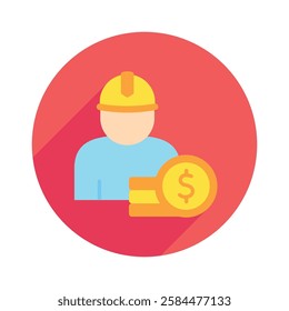 Salary rounded flat color icon, mini, small illustration. use for modern concept, print, UI, UX kit, web and app development. Vector EPS 10, related to industrial, business, finance, investment.