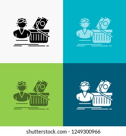 Salary, Shopping, basket, shopping, female Icon Over Various Background. glyph style design, designed for web and app. Eps 10 vector illustration