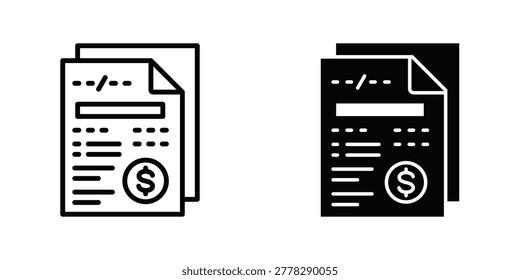Salary Slip Icon set Vector Illustration with Outline And Glyph Style For Design or Presentation.