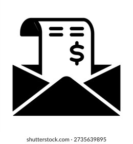 Salary Slip Icon - Solid Black Glyph Icons For Human Resources Management
